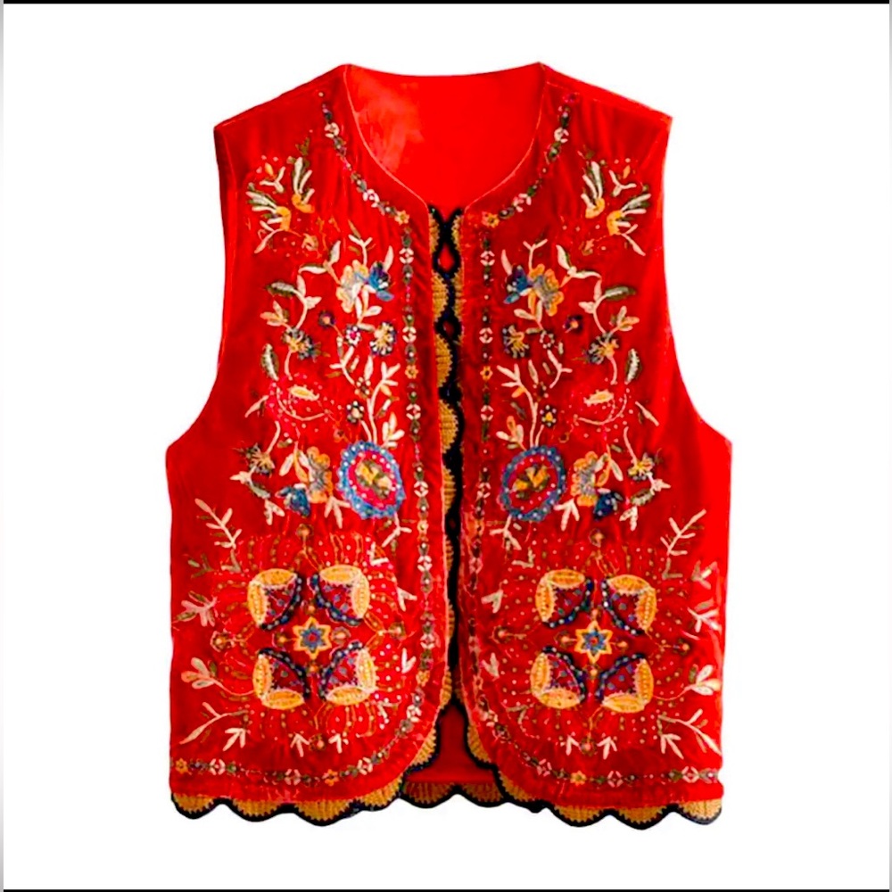 SOLD Velvety boho embroidered vest
